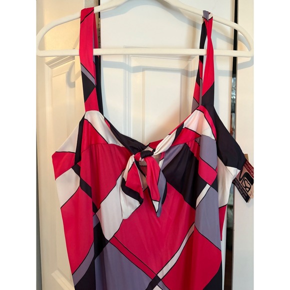 Keyhole NWT Vintage Pink & Black Geometric Plaid Maxi Dress - Picture 6 of 6